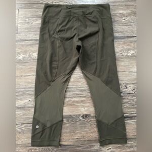 Lululemon Pace Rival Crop Leggings Dark Olive High Rise Size 10
